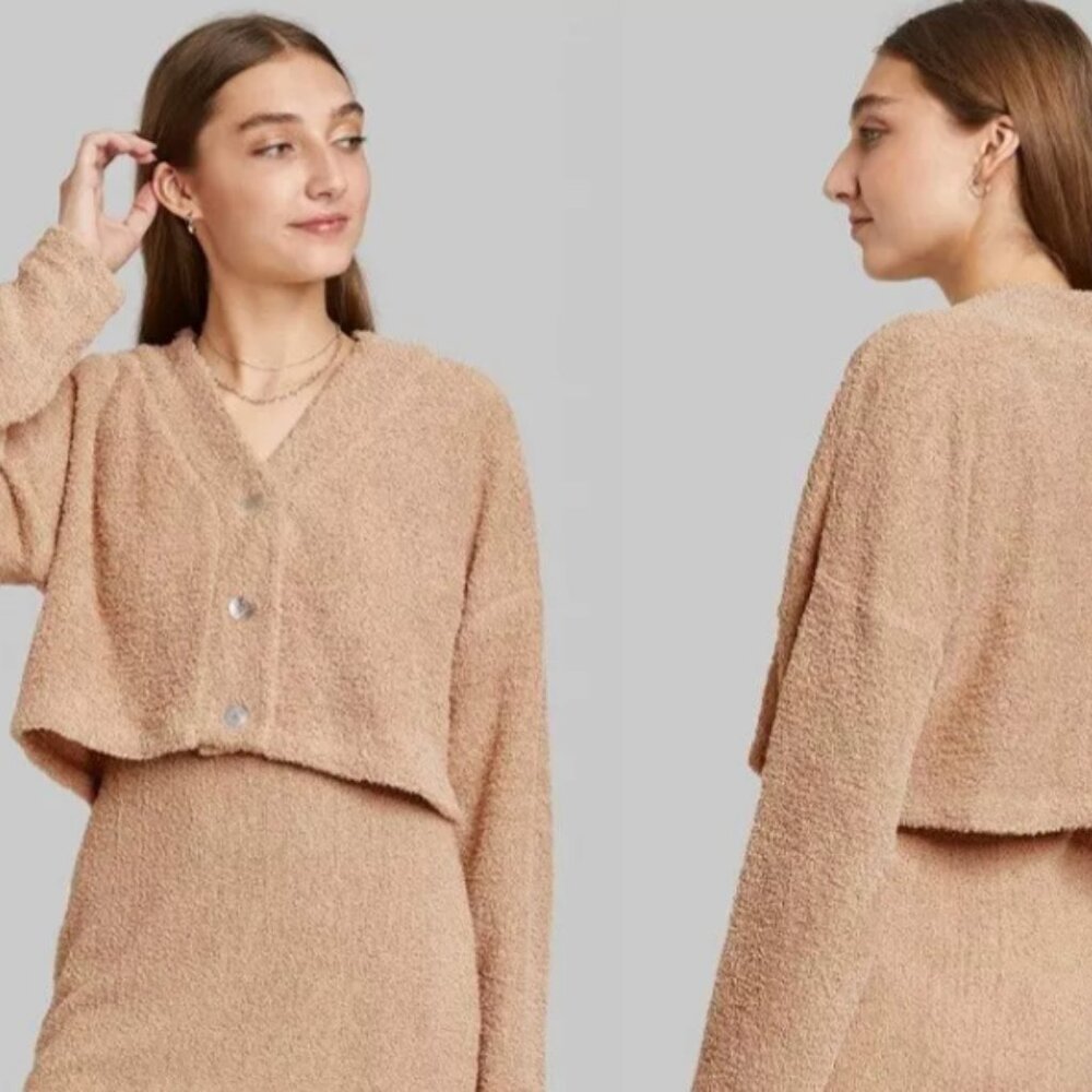 Wild Fable Taupe Button-Front Cardigan Light Brown